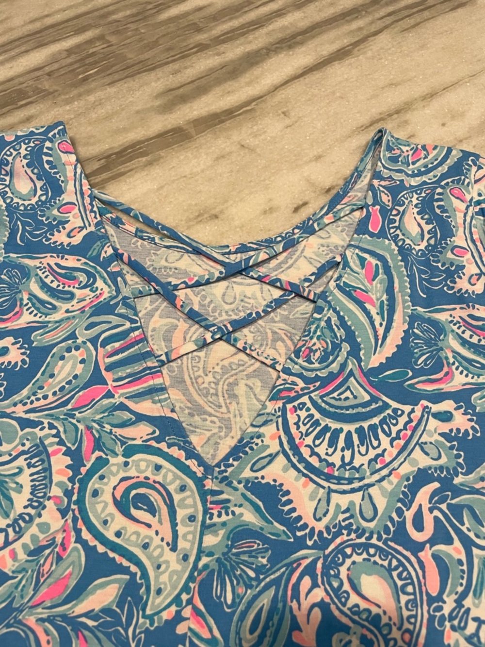 Lilly Pulitzer Blue Paisley Short Sleeve Shift Dress - Picture 4 of 7